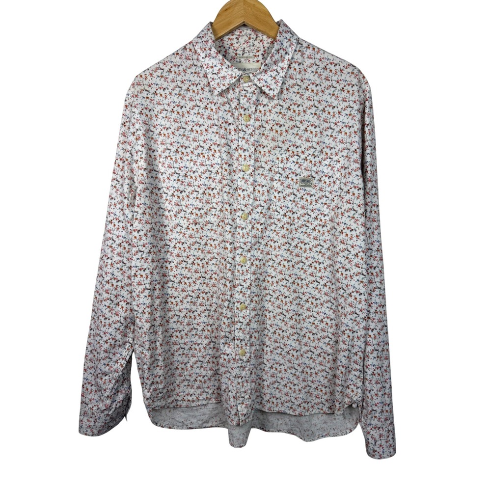 Denim & Supply Ralph Lauren Shirt Mens XL White Floral Long Sleeve Button Down